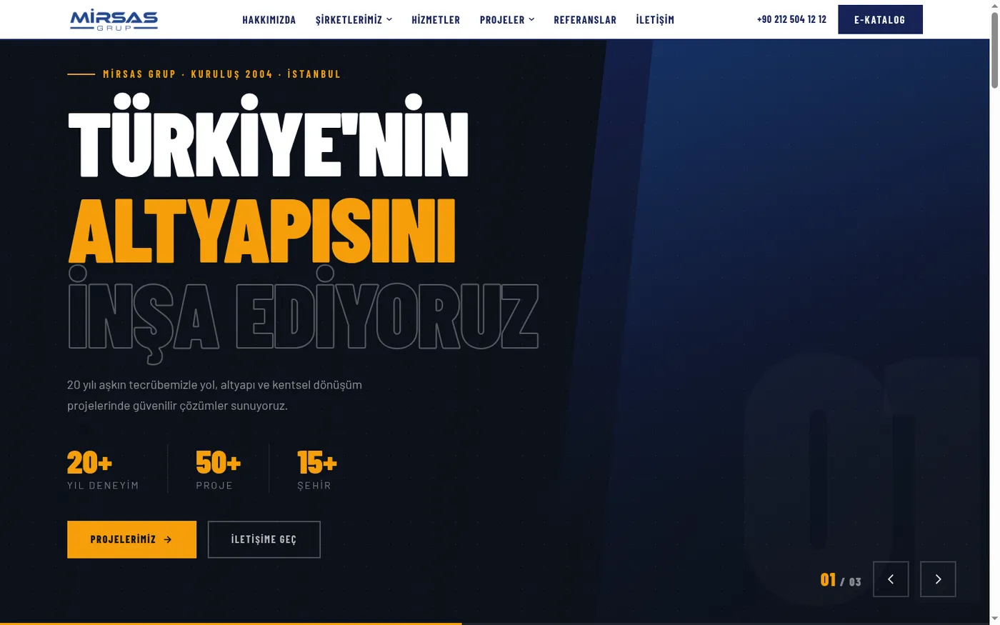 Mirsas Grup web sitesi ana sayfa tasarımı